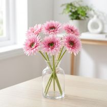 Itens Flores artificiais de gerbera para jardim, rosa, 47 cm, 6 peças.