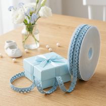 Itens Fita decorativa azul com borda de renda W9mm L20m