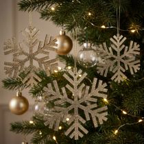 Itens Floco de neve dourado para pendurar Ø8cm - Ø12cm 9pcs