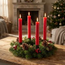Itens Velas cônicas vermelhas sólidas, 34 mm x 240 mm, 4 unidades