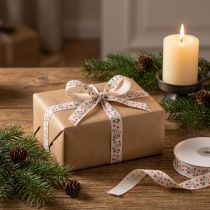 Itens Fita de Natal com rena branca creme borda resistente 15mm 18m