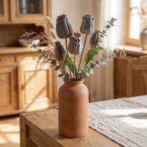 Itens Sementes de papoila artificiais amarelas, castanhas H70cm
