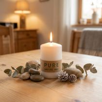 Itens PURE Nature Safe Candle pilar vela estearina, cera de colza 90/60mm branca 1ud