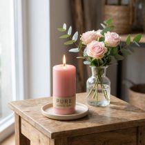 Itens Vela pilar PURE 130/60 vela decorativa rosa cera natural