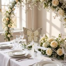 Itens Borboleta de feltro para pendurar decoração de casamento de creme 16cm