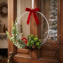 Itens Coroa decorativa eucalipto, frutos e pinhas artificial Ø30cm