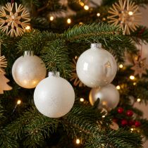 Itens Globo de neve, pingente de árvore, decoração de árvore de Natal, decoração de inverno branco Alt.6,5cm Ø6cm vidro real 24 unidades