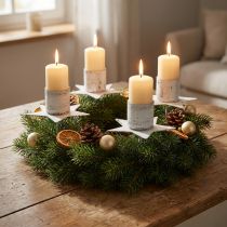 Itens Porta-velas em forma de estrela para colar metal branco shabby chic 6cm 4 peças