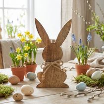 Itens Coelhinho em madeira, madeira de mangueira, decoração de Páscoa cores naturais Alt. 18,5cm