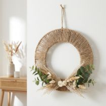 Itens Argola decorativa para pendurar, estilo boho, prata natural, Ø39,5cm
