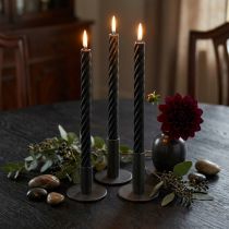 Itens Velas rústicas, velas em bastão, cor sólida preta, 350/28 mm, 4 peças