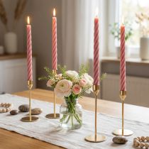 Itens Velas rústicas em bastão tingidas de rosa 350/28mm 4 un