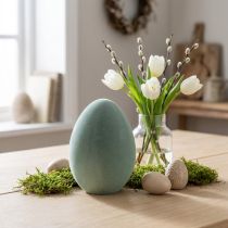 Itens Ovo de Páscoa decorativo plástico verde-acinzentado flocado 20cm