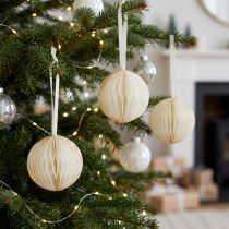Itens Bolas de favo de mel bolas de favo de mel natal glitter branco Ø7cm 4 unidades
