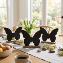 Itens Decoração de mesa em madeira borboleta preta natural 15cm 6 peças