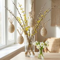 Itens Ovos de Páscoa decorativos para pendurar com orelhas de coelho 13,5 cm 4 unidades