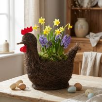 Itens Cesta de Páscoa decorativa com trepadeiras e galinha, 36 cm