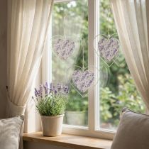 Itens Corações decorativos para pendurar lilás branco 18,5×17cm 4 un