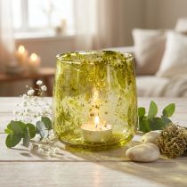 Itens Lanterna decoração de vidro vintage amarelo verde Ø9cm Alt.9,5cm