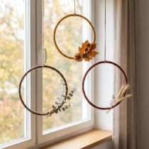 Itens Anel decorativo colorido, laço de juta, amarelo, ocre, marrom, Ø20cm, 9 peças