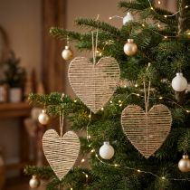 Itens Coração decorativo juta natural para decoração de Natal para pendurar 20cm 4 un