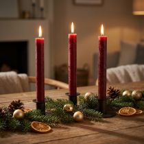 Itens Velas cônicas cor sólida vermelho escuro 34 mm x 240 mm 4 unidades