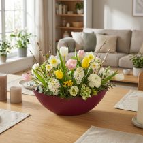 Itens Tigela meia-lua moderna vermelha escura feita de plástico 39 cm - versátil para decoração - 2 peças
