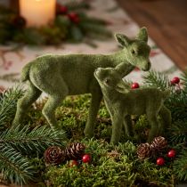 Itens Figuras decorativas de veados Natal veado flocado verde com fulvo em conjunto Alt.9/5,5cm 4 peças