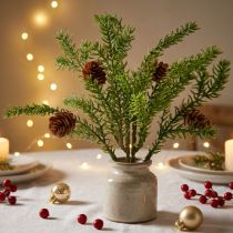 Itens Ramo de pinheiro artificial com pinhas naturais, decoração natalina em juta, 28 cm, conjunto de 4 peças