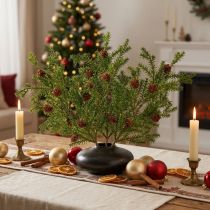 Itens Galhos de pinheiro artificiais com pinhas, 48 cm – Decoração de Natal, conjunto de 3 galhos de pinheiro, verde