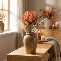 Itens Flor artificial de alcachofra outono laranja aspecto seco Ø15cm 73cm