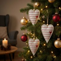 Itens Corações de feltro decorações para árvores de natal corações bege 8,5×12cm 6 unidades