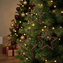 Itens Estrelas decorativas para árvore de Natal com glitter roxo e frutinhas vermelhas Ø12cm (12 peças)
