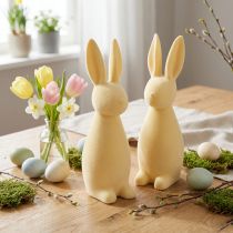 Itens Coelho de Páscoa Decorativo – 2ª Escolha – Flocado Amarelo Claro H29,5cm 2 pcs