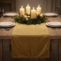Itens Corredor de mesa de veludo com fita de mesa tecido decorativo marrom dourado 28 × 270cm para decoração de mesa