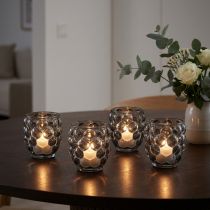 Itens Porta-velas de vidro para lanterna cinza Ø9cm Alt.9,5cm 4 unidades
