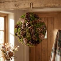 Itens Bola decorativa de cones reais com decoração natural de musgo Ø25cm Alt.25cm
