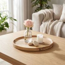 Itens Bandeja/prato decorativo em madeira de acácia natural, Ø20cm