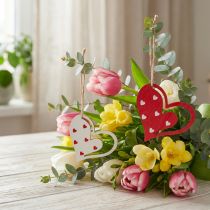 Itens Cabide decorativo decoração de coração para o Dia das Mães vermelho branco 7,5 cm 12 unidades