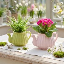 Itens Bule decorativo em cerâmica rosa verde 19,5×13,5×11cm 2 un