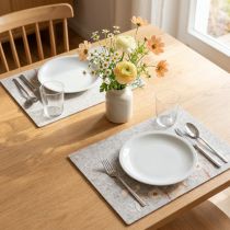 Itens Sousplat de feltro com motivos florais – sousplat estiloso para decoração de mesa natural 45x35cm 2 peças