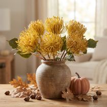 Itens Protea artificial Leucospermum alfineteiro amarelo 30cm 6 peças