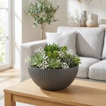 Itens Vaso plástico com ranhuras antracite Ø30cm