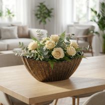 Itens Vaso para plantas com ranhuras oval barco antracite dourado 36cm