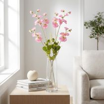 Itens Ervilhas doces flores artificiais rosa em haste longa 74cm 2 unidades