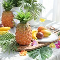 Itens Abacaxi artificial decorativo de 26 cm – Fruta artificial enganosamente realista, ideal para decorar buffets e exposições.
