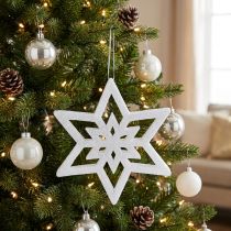 Itens Estrela decorativa branca, coberta de neve 28cm C40cm 1 peça