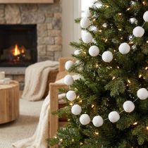 Itens Decoração de árvore de natal decoração de guirlanda de bola de neve branca 185cm