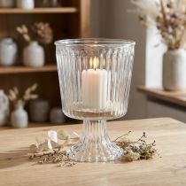 Itens Copo de vidro para lanterna decoração em vidro canelado Ø11,5cm Alt.15cm