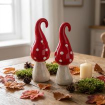 Itens Cogumelo cogumelo decorativo de cerâmica vermelho branco Ø5cm H15.5cm 2pcs